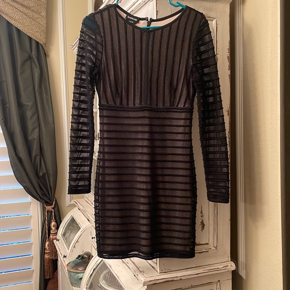 bebe Dresses & Skirts - Black body con with nude underlay